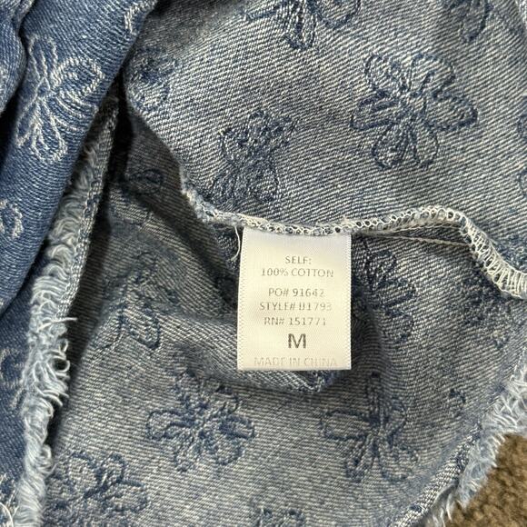 Dolls Kill x Le Lis Floral Embroidered Cropped Denim Jacket Women’s Medium - Picture 4 of 7